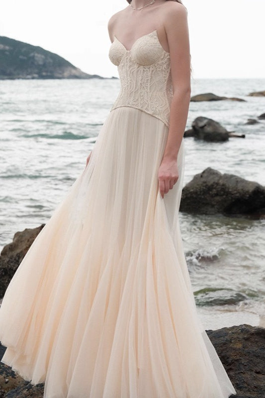 Heavy Lace Corset Ball Gown Prom Dress