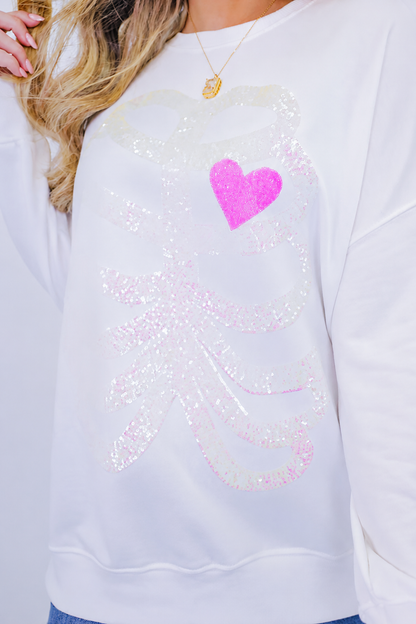 Sequin Skeleton Crew Neck Sweatshirt