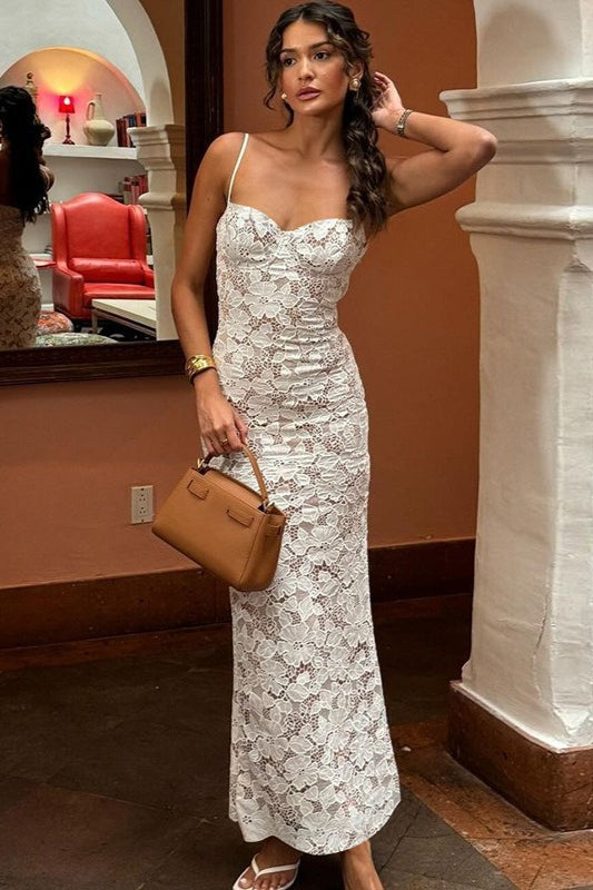 Lace Patchwork Cami Bodycon Maxi Dress