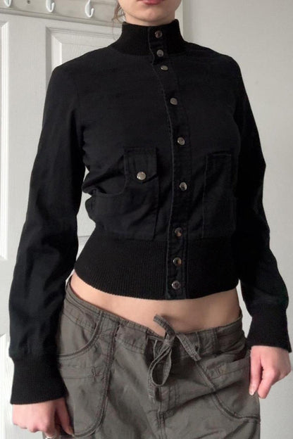 Fitted Short Band Collar Jacket