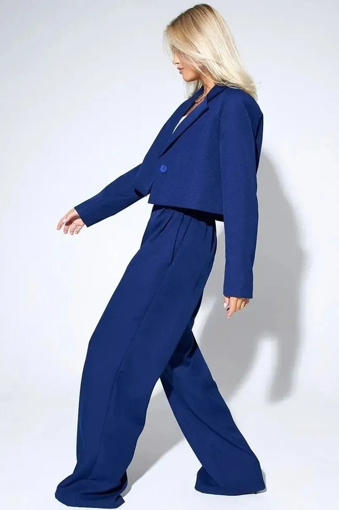 Cropped Fitted Two Piece Blazer Pants Set
