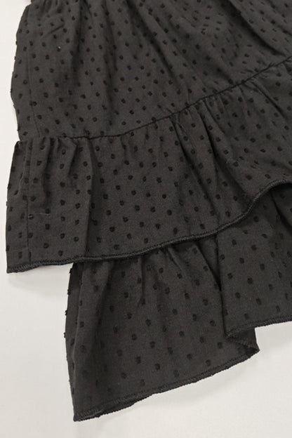 Solid High Waist Lace Tiered Bodycon Skirt