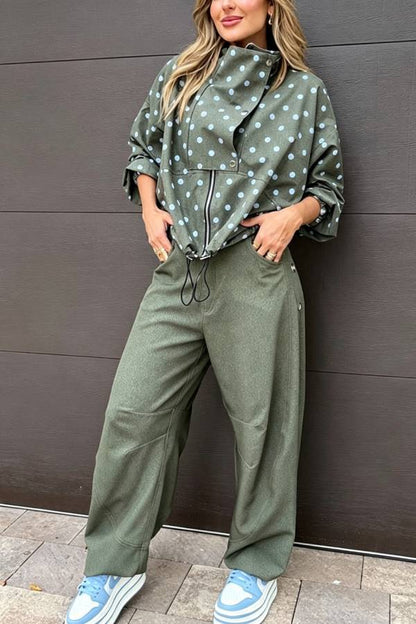 Kadence Denim Side Metal Hollow Ring Detail Pocket Lantern Pants