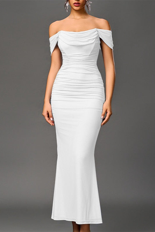 Fishbone Mesh Pleated Backless Bodycon Dress