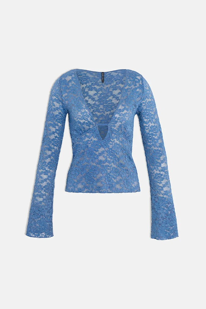 Floral Lace Deep V Long Sleeve Tee