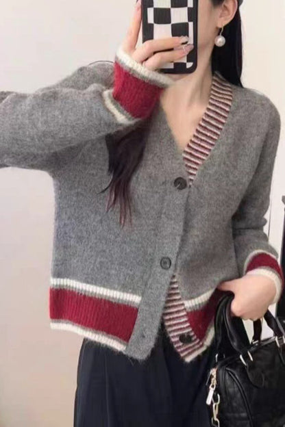 Long Sleeve Color-block Striped Sweater