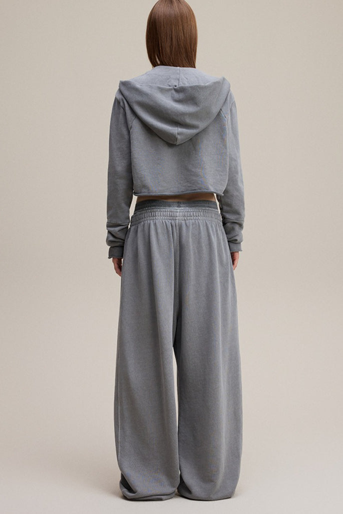 Double Waist Vintage Denim Knit Pants