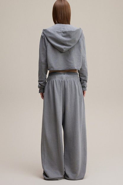 Double Waist Vintage Denim Knit Pants