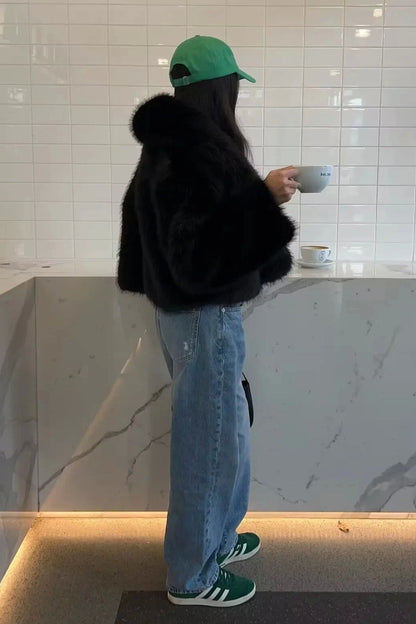 Faux Fox Fur Luxe Texture Coat