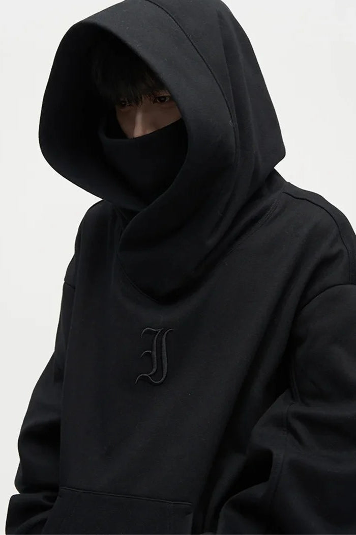 Embroidered Turtleneck Fleece Hoodie