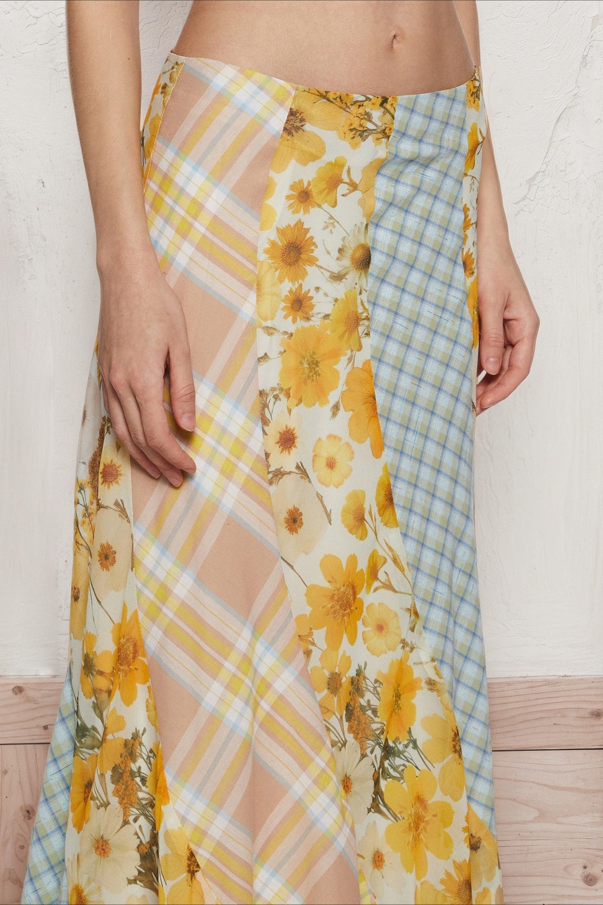 Daisy Floral Asymmetrical Boho Skirt
