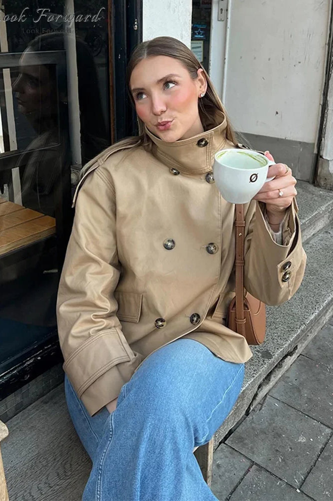 Stand Collar Loose Fit Casual Jacket