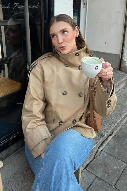 Stand Collar Loose Fit Casual Jacket