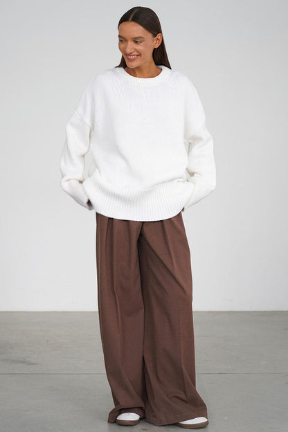 Casual Solid Color Pullover Sweater