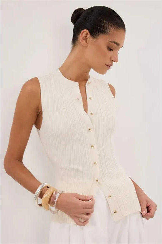 Sleeveless Cropped Knit Cardigan
