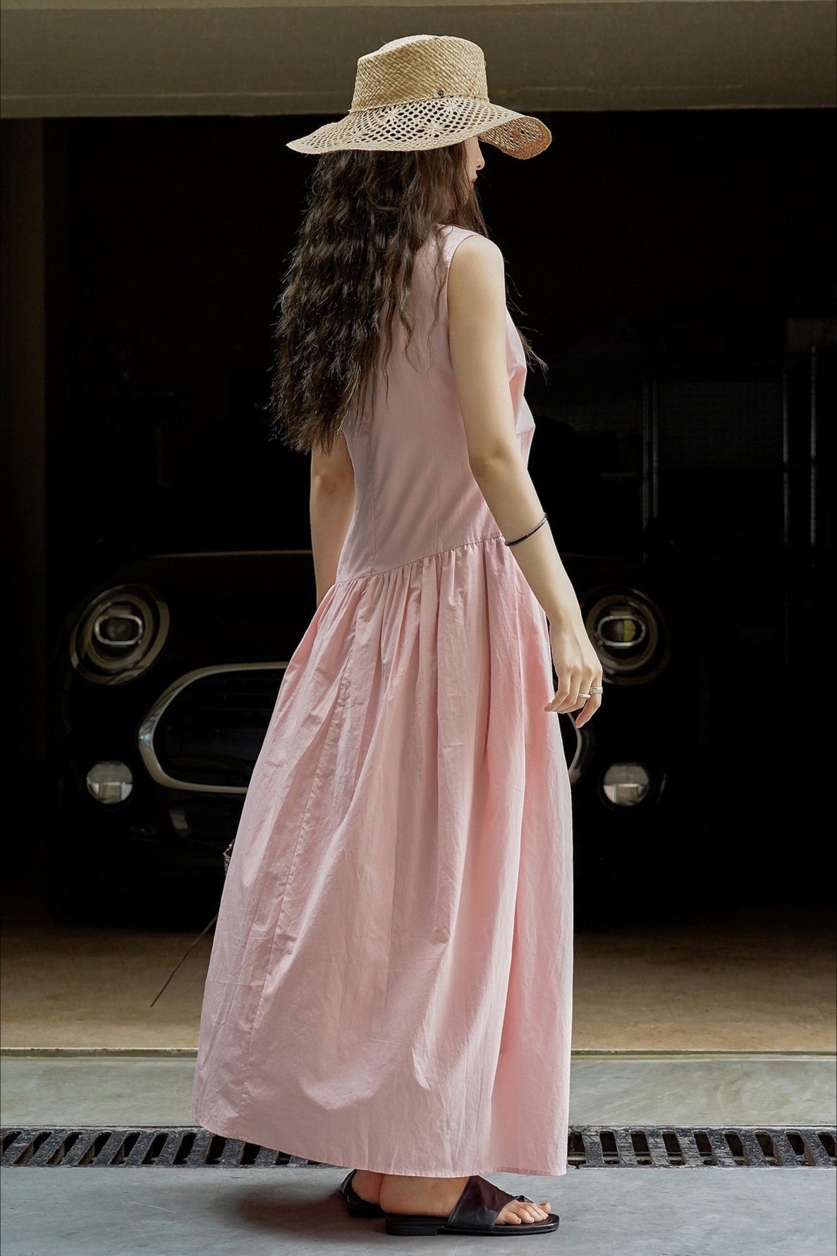 Pleated Tie Strap Lightweight Boho Dress