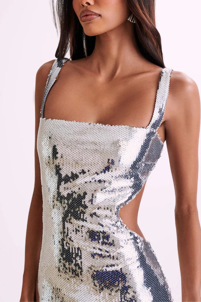 Backless Slim Spaghetti Strap Sequin Dress
