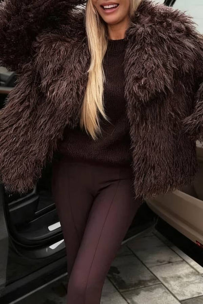 HOT TREND CHOCOLATE FUR JACKET