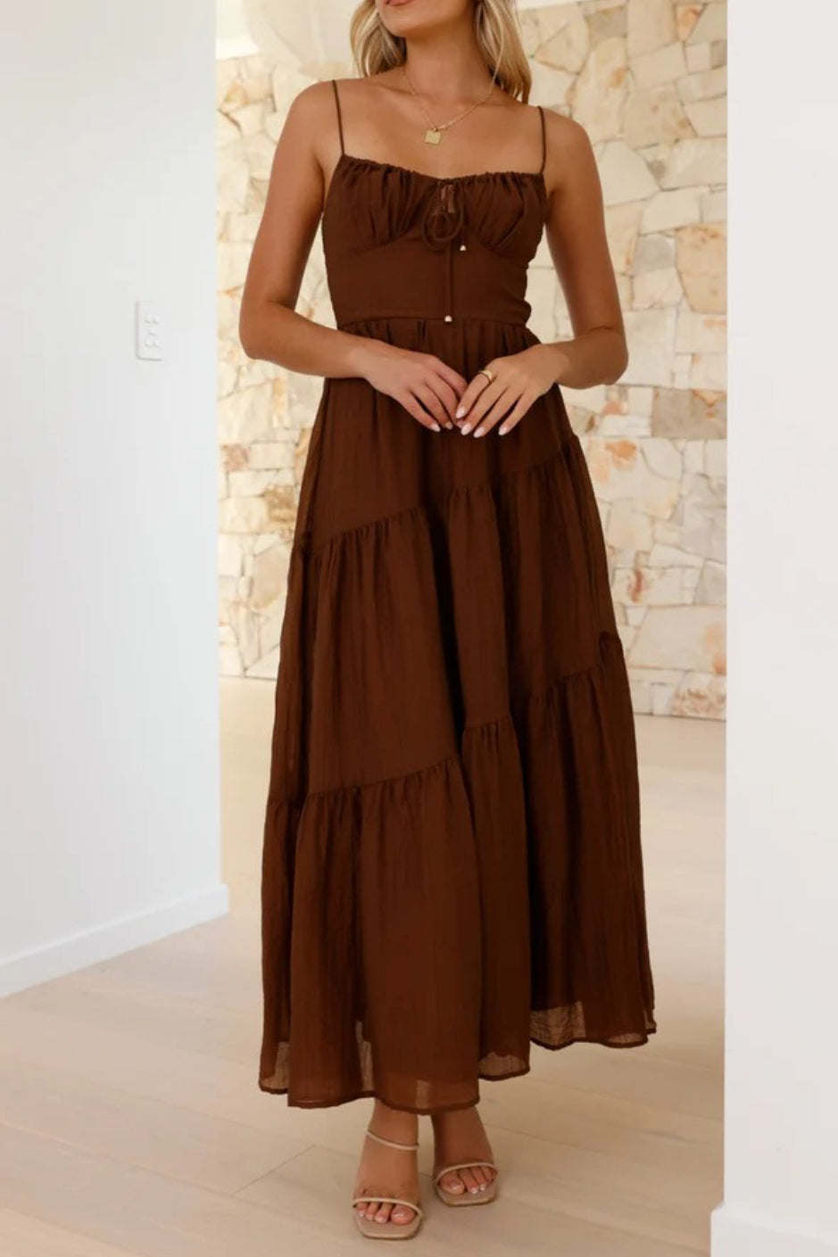 Patchwork Tie Back Flowy Boho Dress