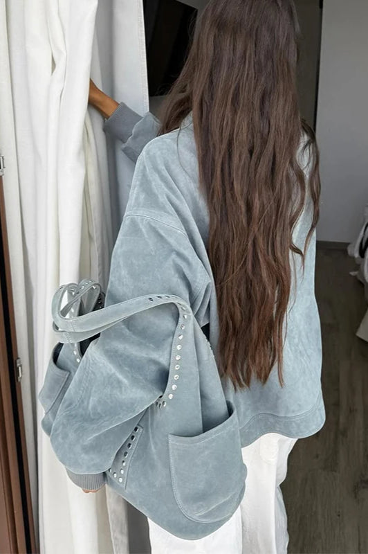 Suede Lantern Sleeve Loose Jacket