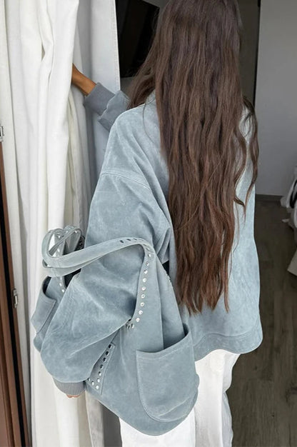 Suede Lantern Sleeve Loose Jacket