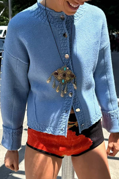 Ice Blue Studded Cardigan