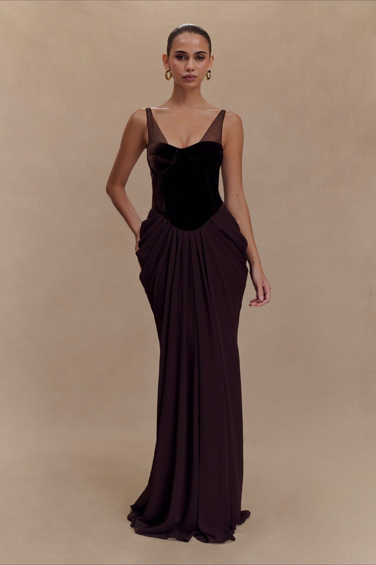 Elegant Strap Backless Mesh Patchwork Slim Prom Dress