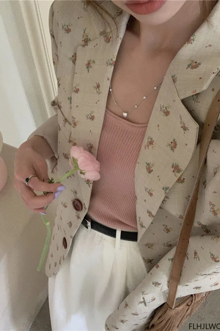 Floral Vintage Long Blazer