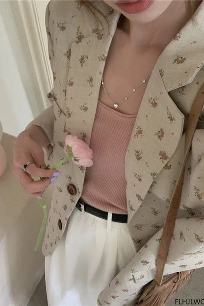 Floral Vintage Long Blazer