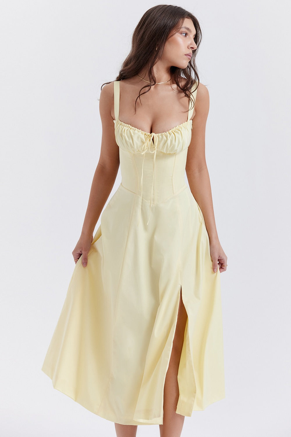 Side Slit Spaghetti Strap Romantic Prom Dress
