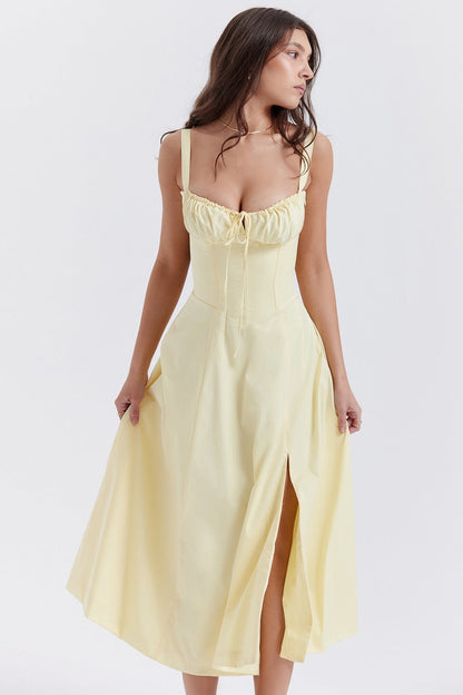 Side Slit Spaghetti Strap Romantic Prom Dress