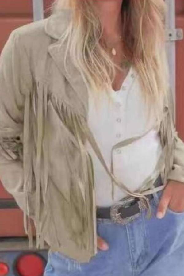 American retro tassel cropped jacket