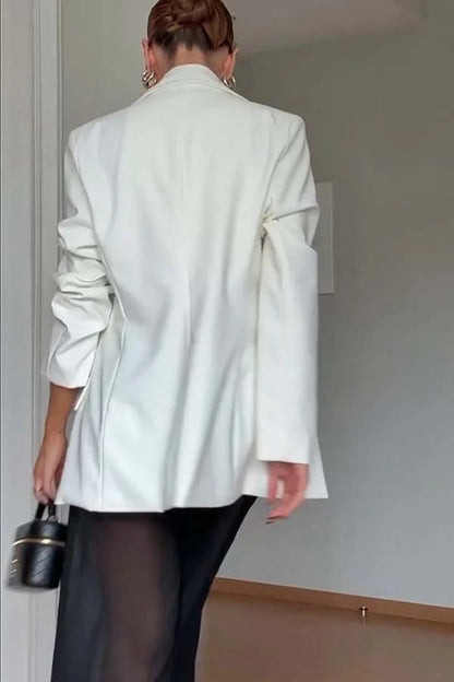 Autumn Avenue Double-breasted Long Sleeve Lapel Loose Blazer