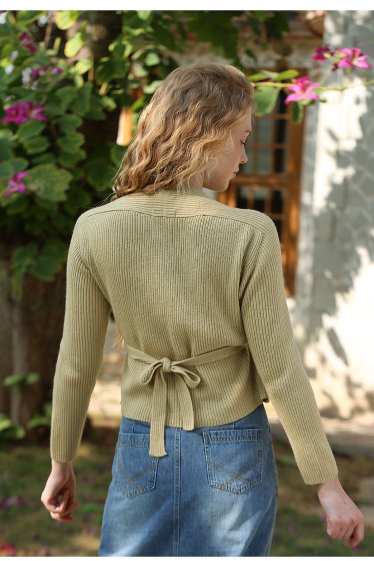 Wrap Tie Front V-Neck Knit Top