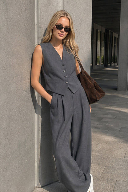 Solid Structured Suit Pants