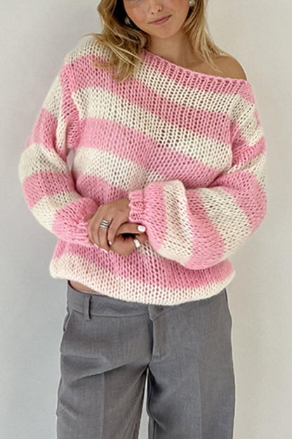 Loose Striped Fashionable All-match Long Sleeve Knitted Sweater