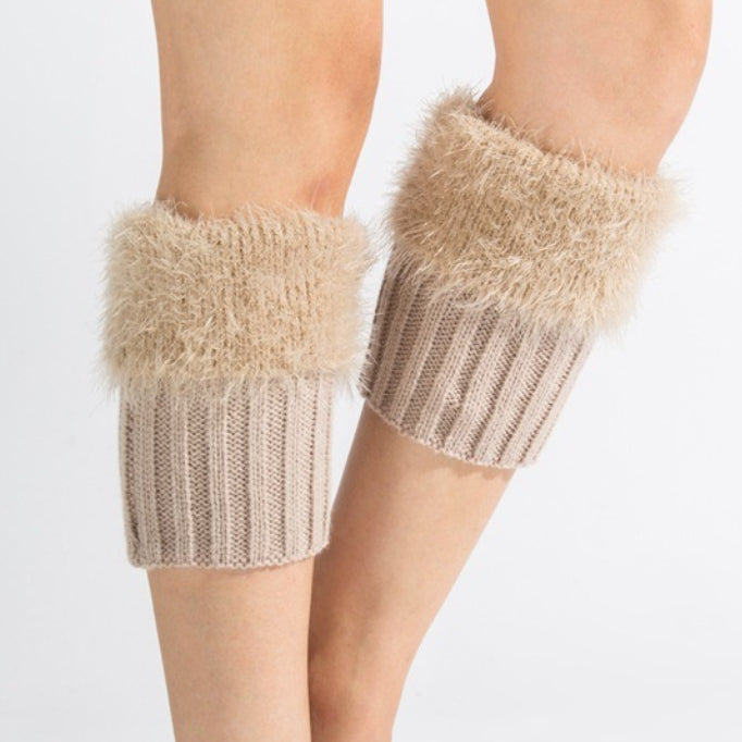 Short Feather Yarn Foldover Boot Cuffs