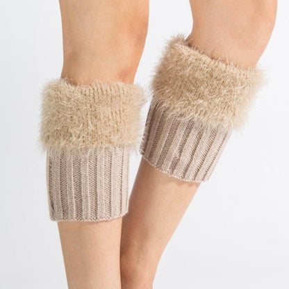 Short Feather Yarn Foldover Boot Cuffs