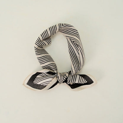 Silk Cotton Slim Square Mixed Print Neck Scarf