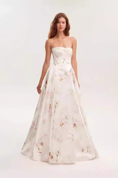 Structured Off Shoulder Maxi Prom Dress