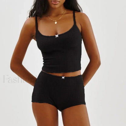 Fairy Grunge Lace Trim Tube Top Shorts Two Piece Set