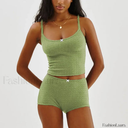 Fairy Grunge Lace Trim Tube Top Shorts Two Piece Set