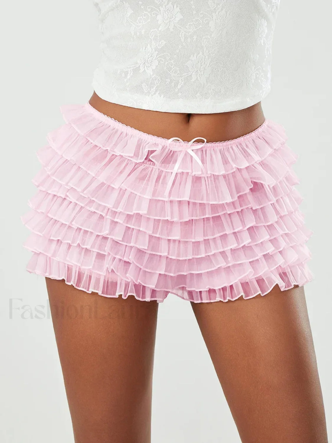 Fairycore Multi-Layer Mesh Low Rise Bowknot Ruffle Short
