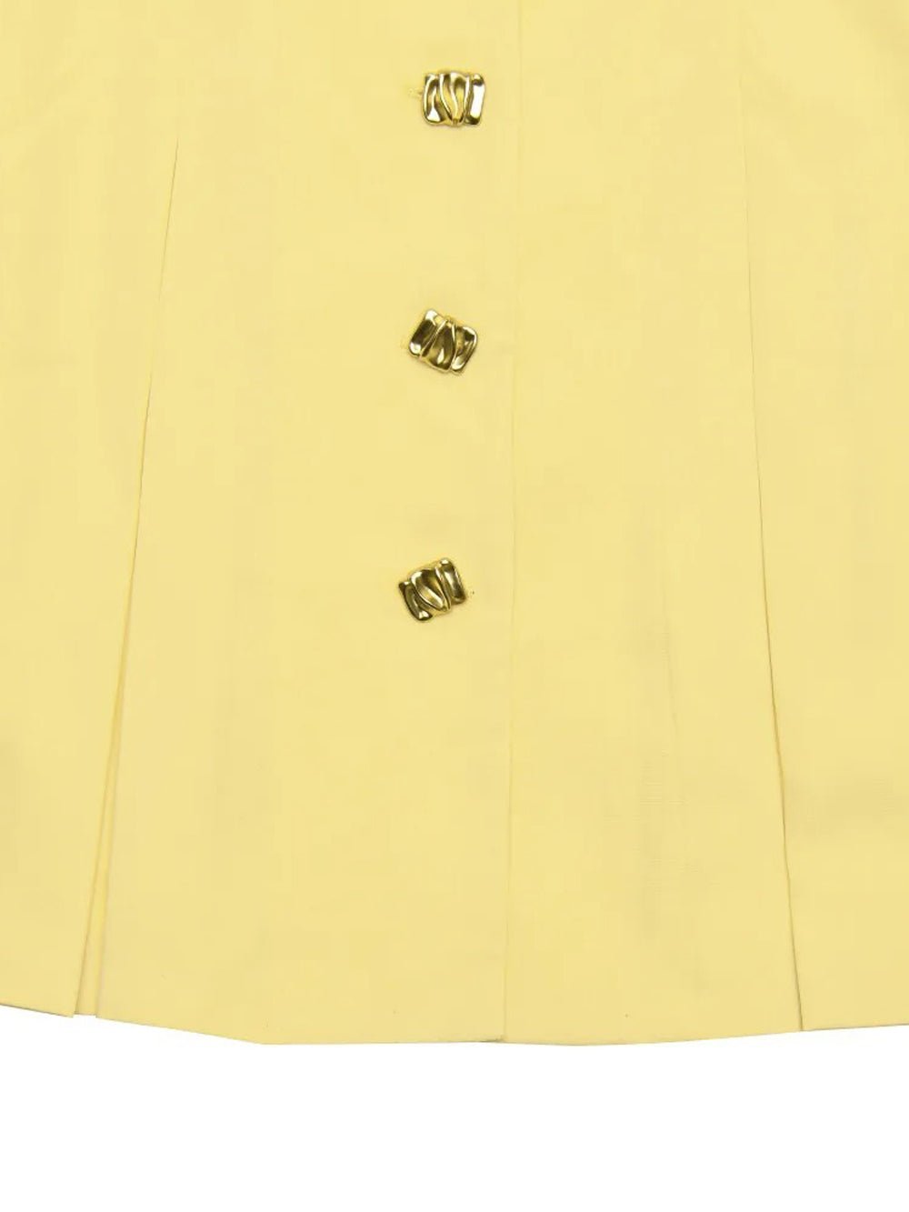 Deep V-Neck Pointed Collar Button Front Knife Pleat A-Line Mini Dress