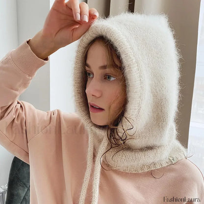 Fashion Balaclava Autumn Winter Warm Neck Women's Solid Color Hat