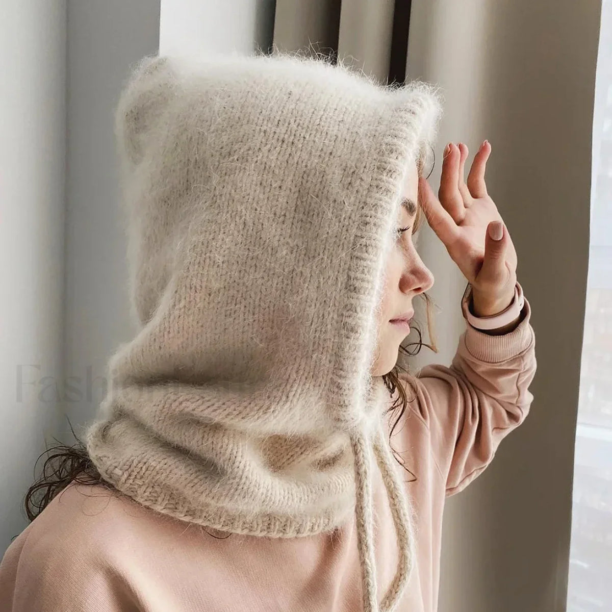 Fashion Balaclava Autumn Winter Warm Neck Women's Solid Color Hat