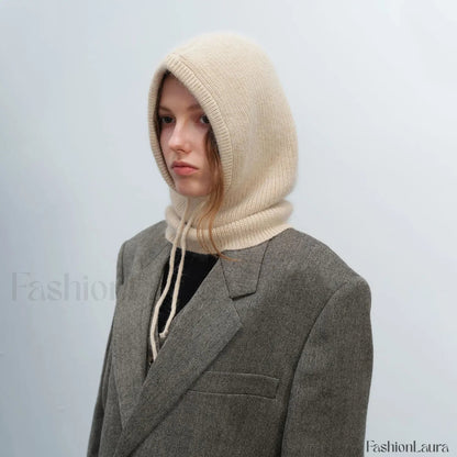 Fashion Balaclava Autumn Winter Warm Neck Women's Solid Color Hat