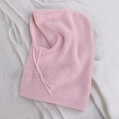 Fashion Balaclava Autumn Winter Warm Neck Women's Solid Color Hat