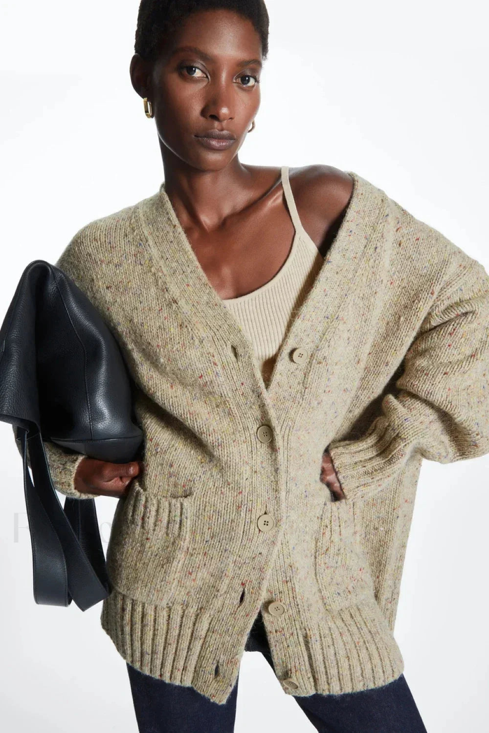 Fashionable Wool Blend Knit Cardiga