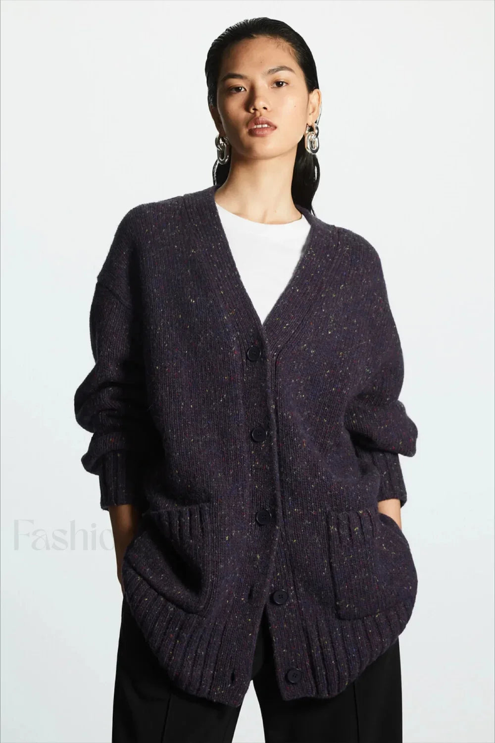 Fashionable Wool Blend Knit Cardiga